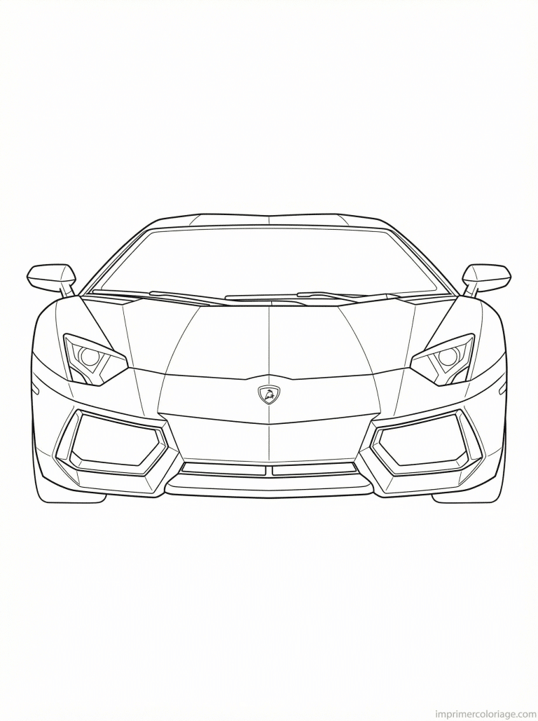 coloriage lamborghini aventador face - dessin gratuit &agrave; imprimer