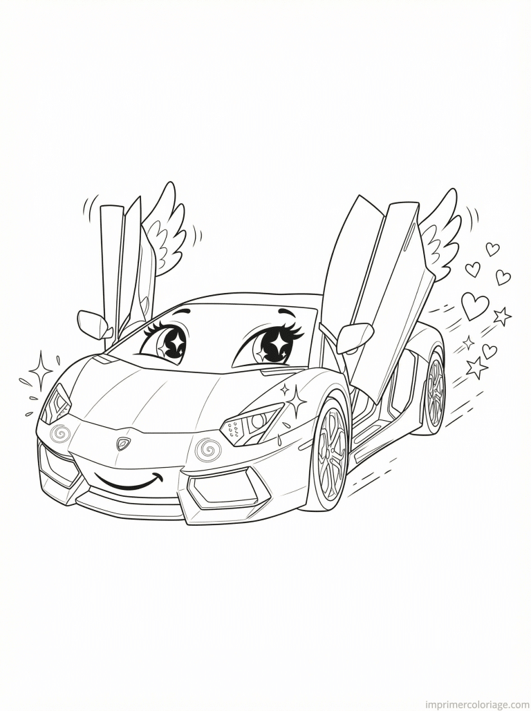 coloriage lamborghini cute yeux portes - dessin gratuit &agrave; imprimer