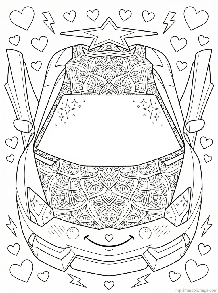 coloriage lamborghini kawaii visage mandala - dessin gratuit &agrave; imprimer