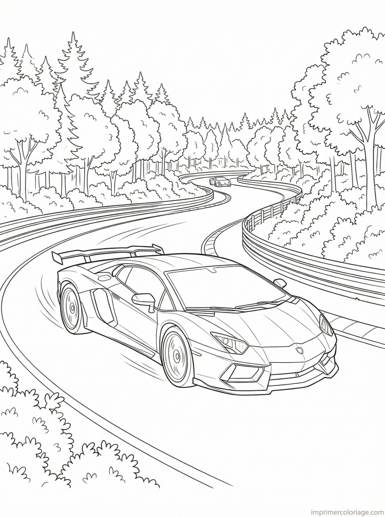 coloriage lamborghini nurburgring foret - dessin gratuit &agrave; imprimer