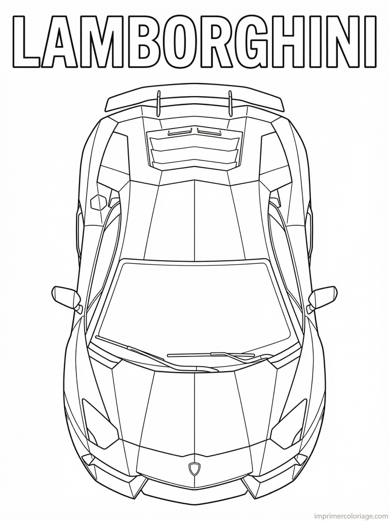 coloriage lamborghini titre aventador dessus - dessin gratuit &agrave; imprimer