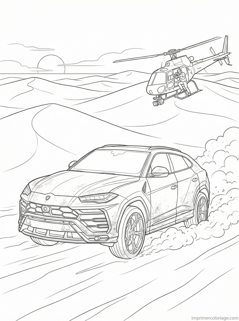 coloriage lamborghini urus desert dunes - dessin gratuit &agrave; imprimer