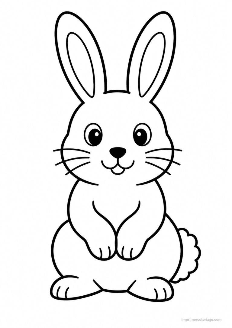 coloriage lapin epais assis oreilles 2 - dessin gratuit &agrave; imprimer