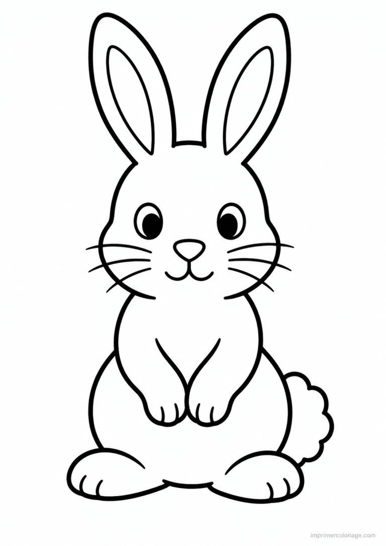coloriage lapin epais assis oreilles - dessin gratuit &agrave; imprimer