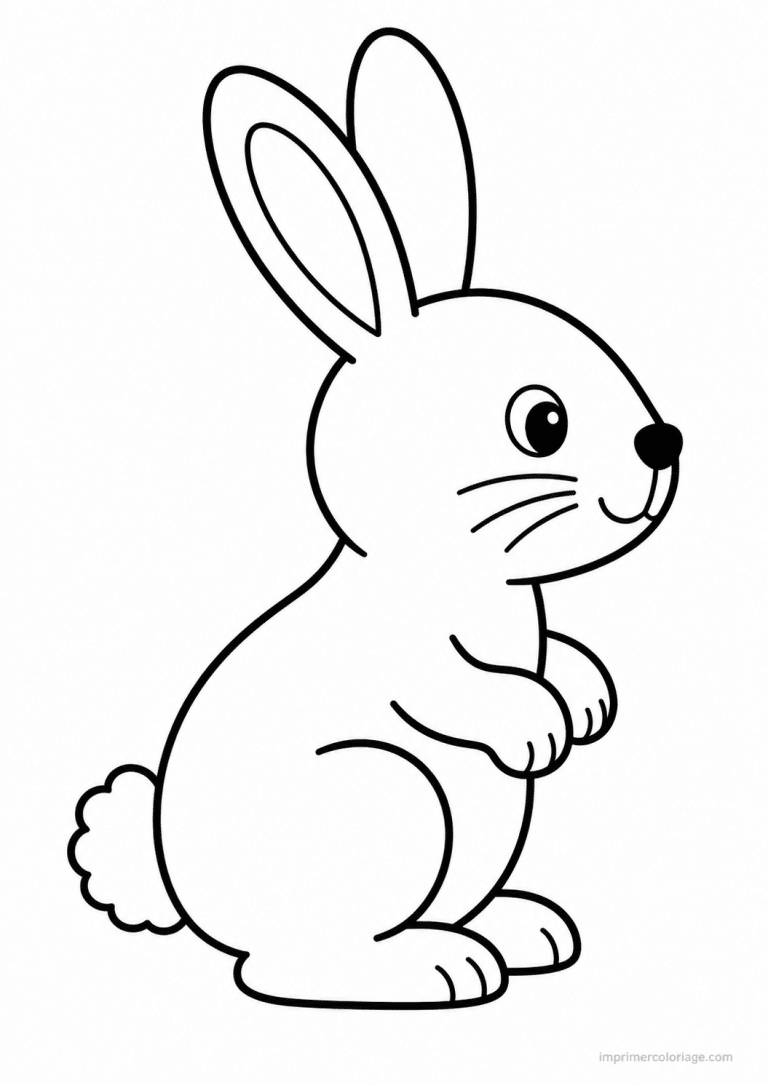 coloriage lapin epais profil simple 2 - dessin gratuit &agrave; imprimer