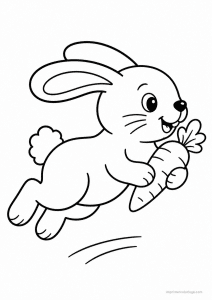 coloriage lapin epais saute carotte 2 - dessin gratuit à imprimer