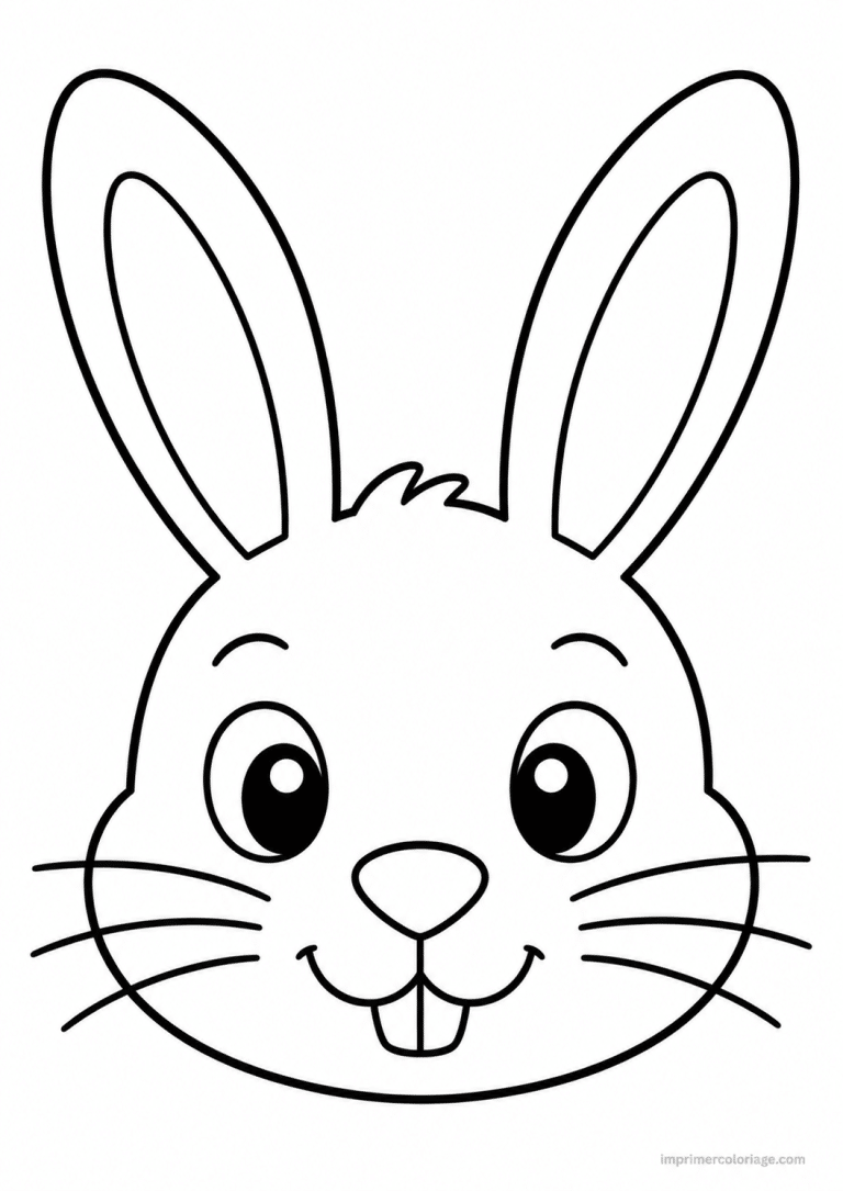 coloriage lapin simple portrait - dessin gratuit &agrave; imprimer