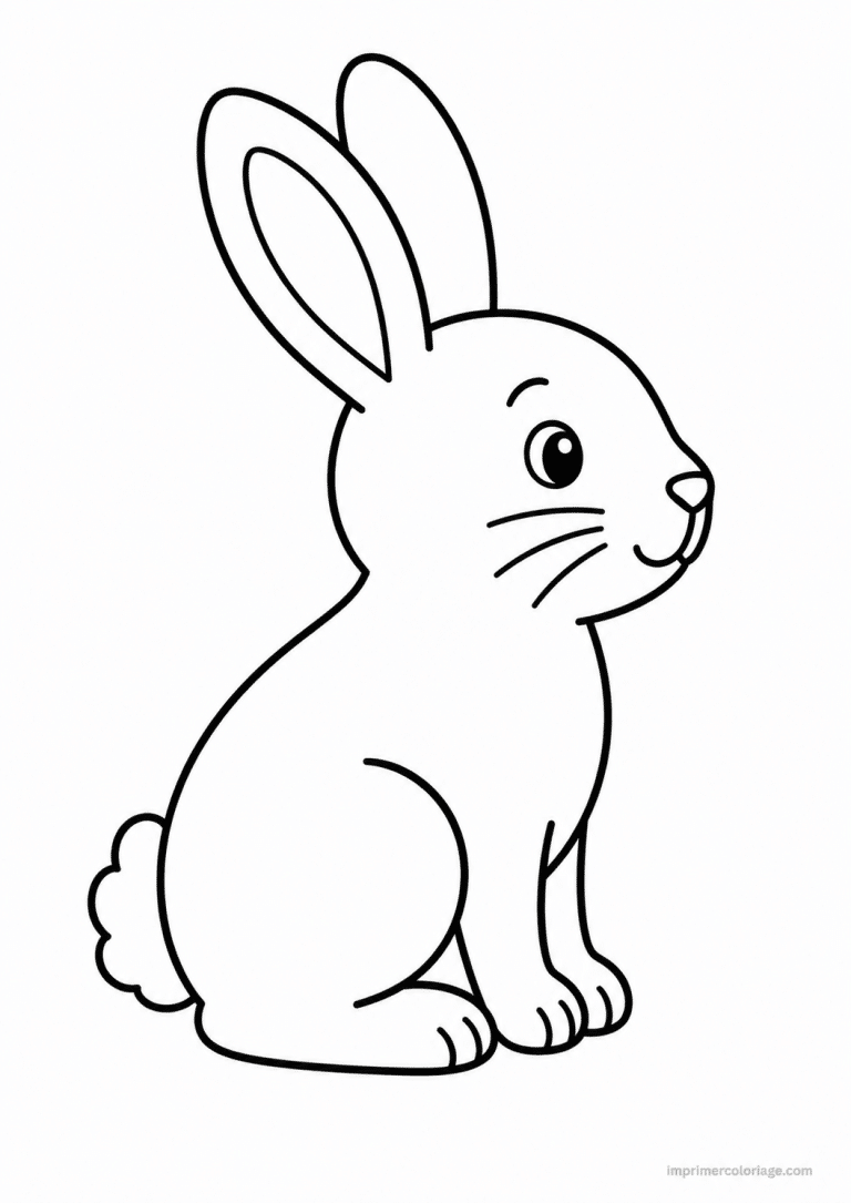 coloriage lapin simple profil - dessin gratuit &agrave; imprimer