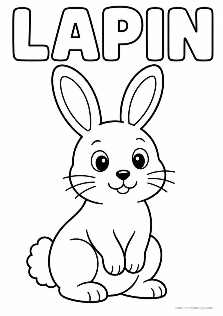 coloriage lapin titre assis 2 - dessin gratuit &agrave; imprimer