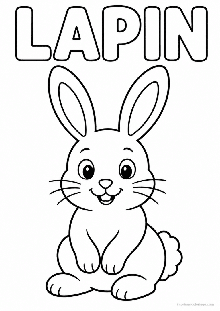 coloriage lapin titre assis - dessin gratuit &agrave; imprimer