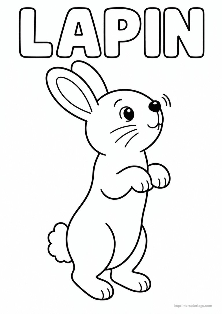 coloriage lapin titre debout pattes 2 - dessin gratuit &agrave; imprimer