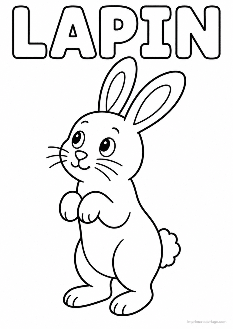 coloriage lapin titre debout pattes - dessin gratuit &agrave; imprimer