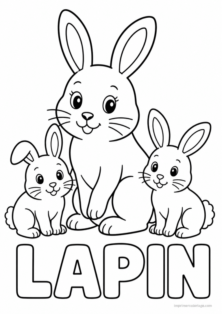 coloriage lapin titre famille 2 - dessin gratuit &agrave; imprimer