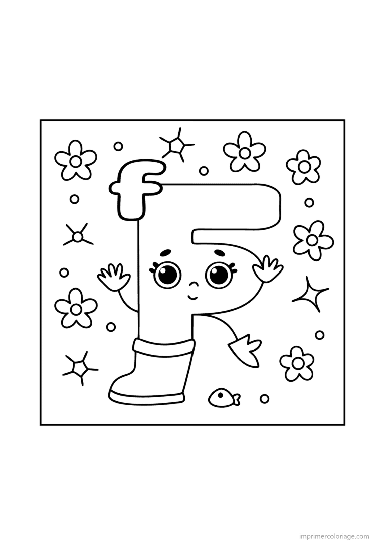 coloriage lettre f bonhomme etoiles - dessin gratuit &agrave; imprimer