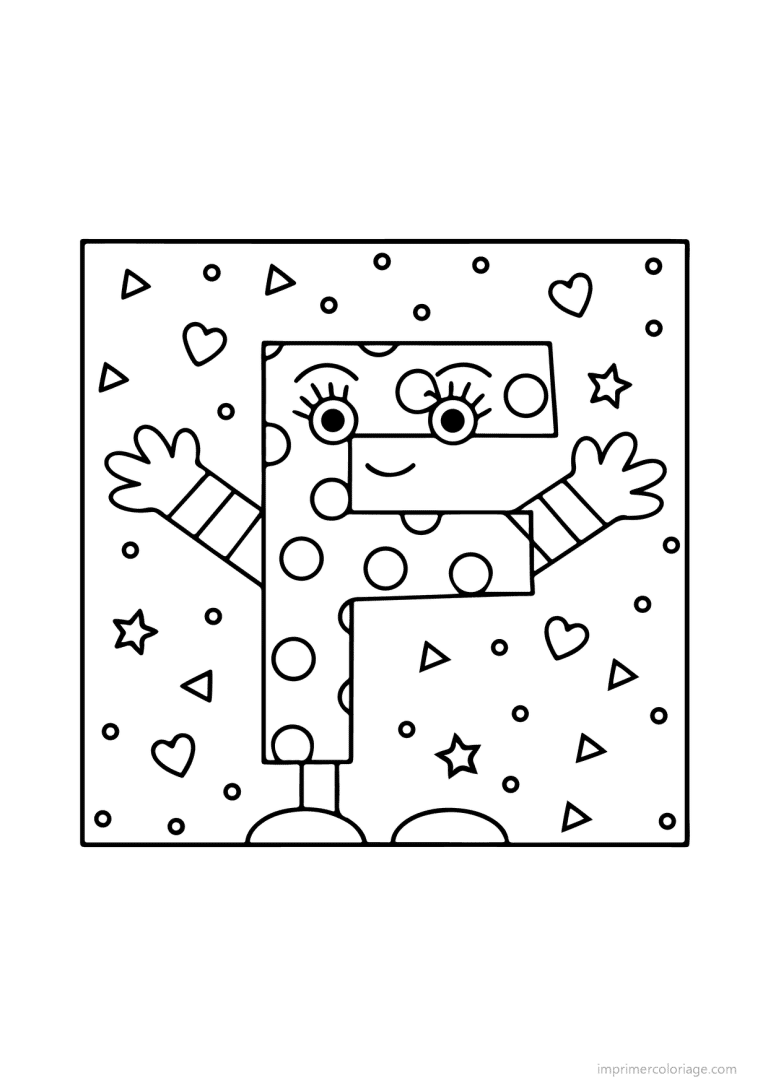 coloriage lettre f bonhomme fleurs - dessin gratuit &agrave; imprimer
