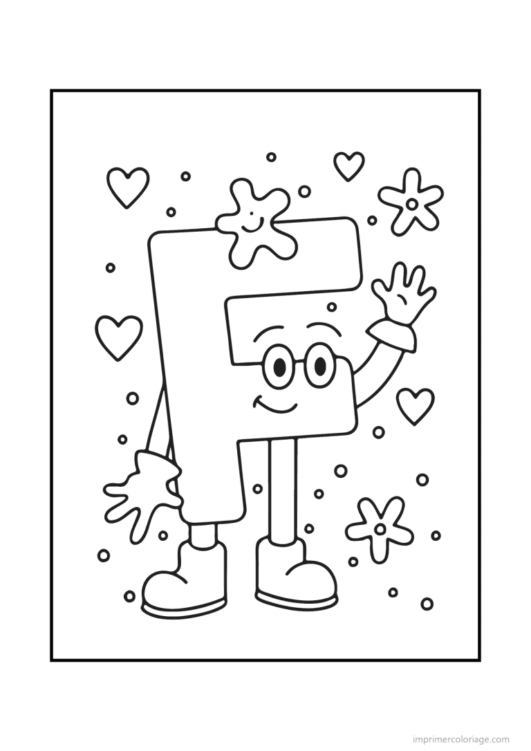 coloriage lettre f bonhomme souriant - dessin gratuit &agrave; imprimer