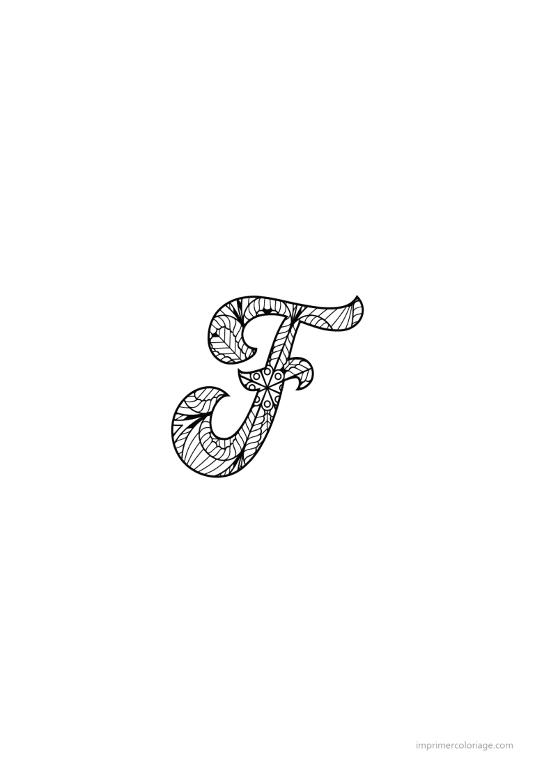 coloriage lettre f calligraphie - dessin gratuit &agrave; imprimer