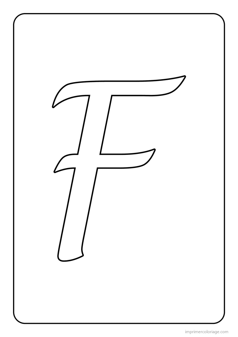 coloriage lettre f majuscule cursive - dessin gratuit &agrave; imprimer