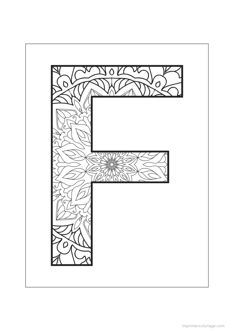 coloriage lettre f mandala - dessin gratuit &agrave; imprimer