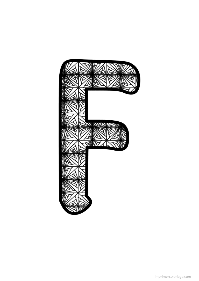 coloriage lettre f motif fleuri - dessin gratuit &agrave; imprimer