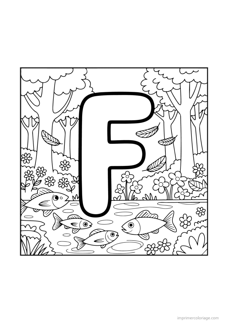 coloriage lettre f objets animaux - dessin gratuit &agrave; imprimer