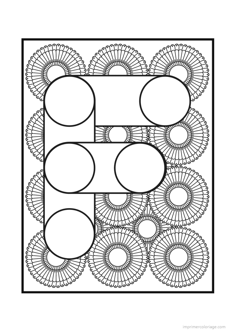 coloriage lettre f rosaces - dessin gratuit &agrave; imprimer