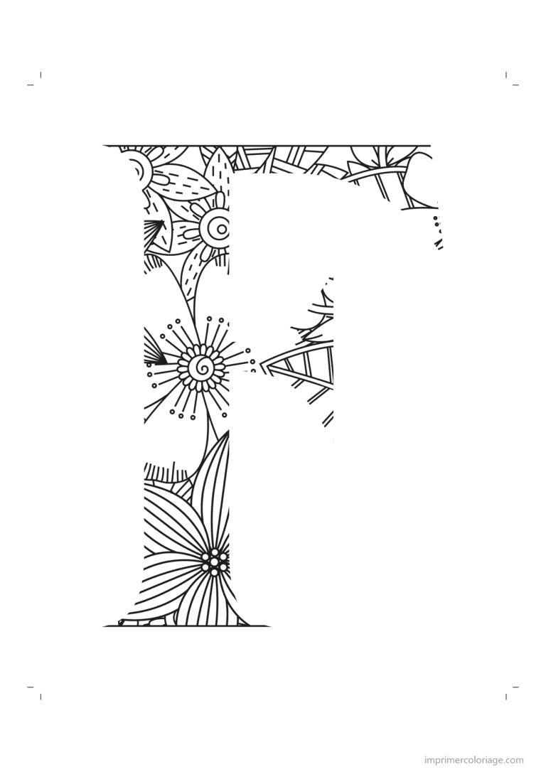 coloriage lettre f zentangle - dessin gratuit &agrave; imprimer