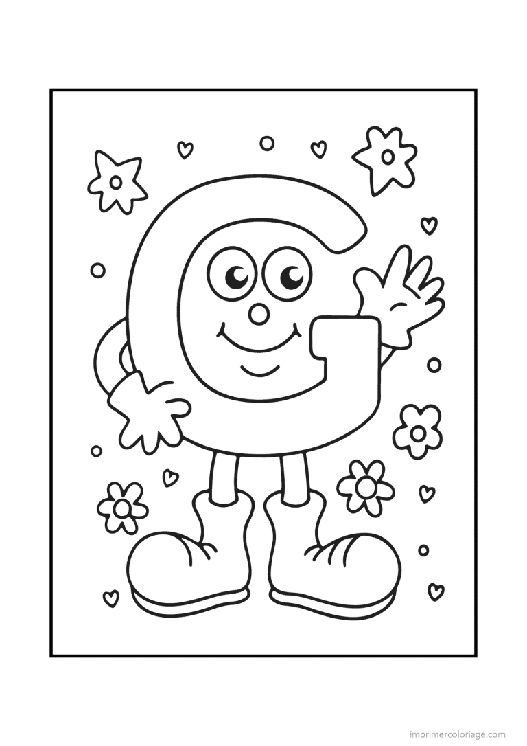 coloriage lettre g bonhomme souriant - dessin gratuit &agrave; imprimer