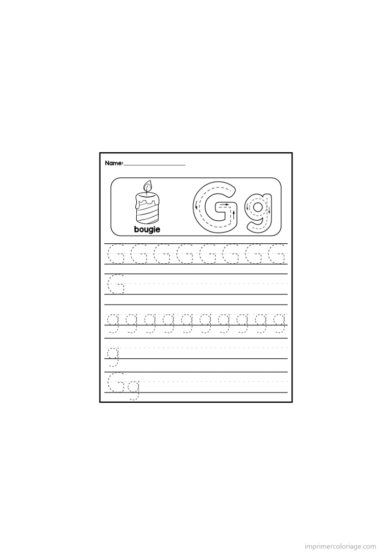 coloriage lettre g ecriture - dessin gratuit &agrave; imprimer
