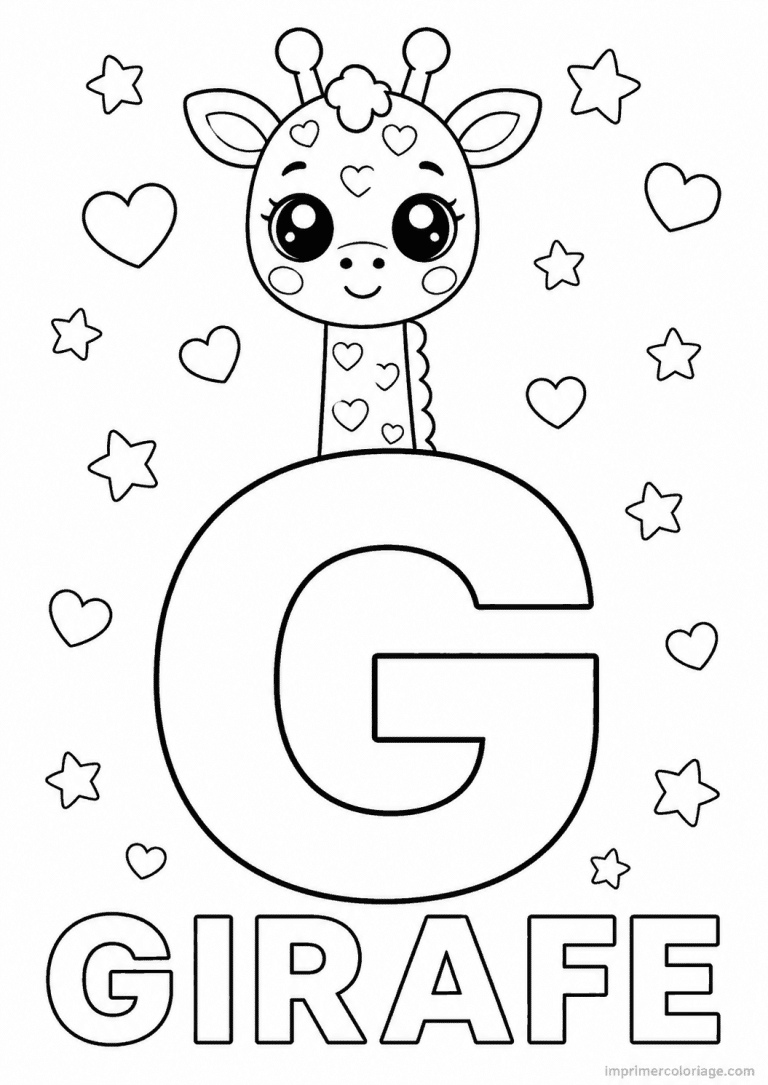 coloriage lettre g girafe - dessin gratuit &agrave; imprimer