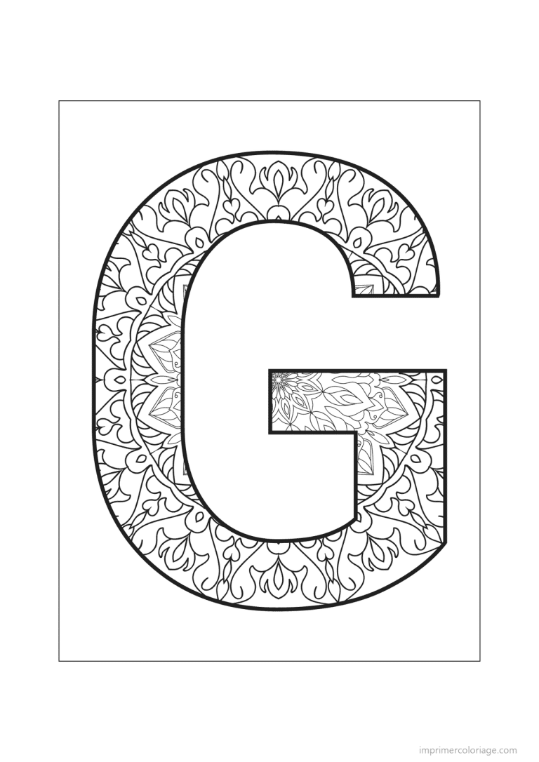 coloriage lettre g mandala - dessin gratuit &agrave; imprimer