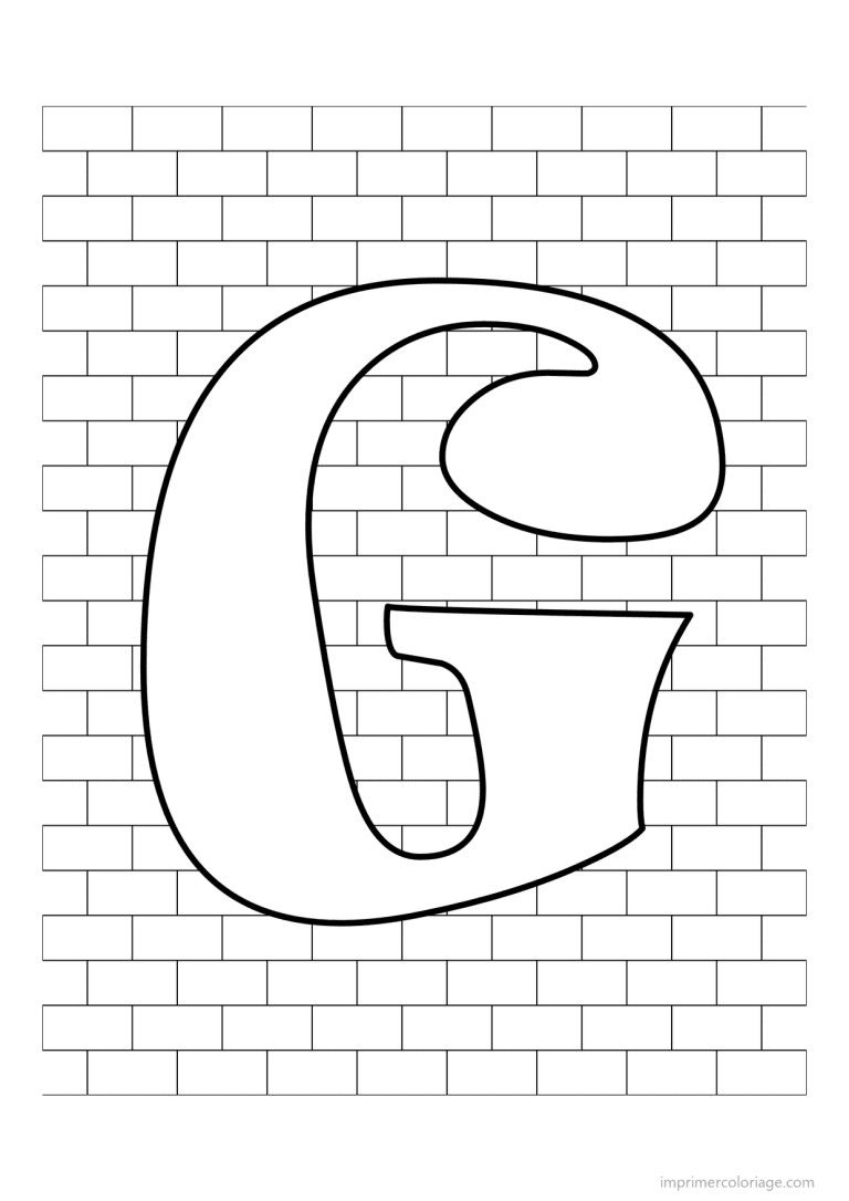 coloriage lettre g mur de briques - dessin gratuit &agrave; imprimer