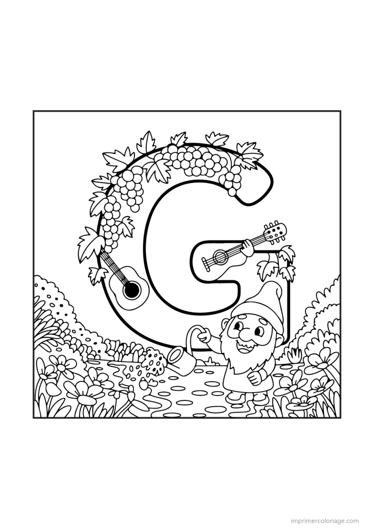coloriage lettre g objets animaux - dessin gratuit &agrave; imprimer