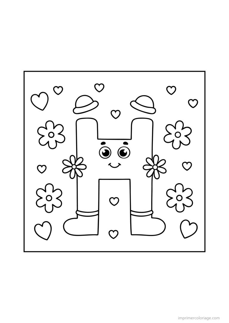 coloriage lettre h bonhomme etoiles - dessin gratuit &agrave; imprimer