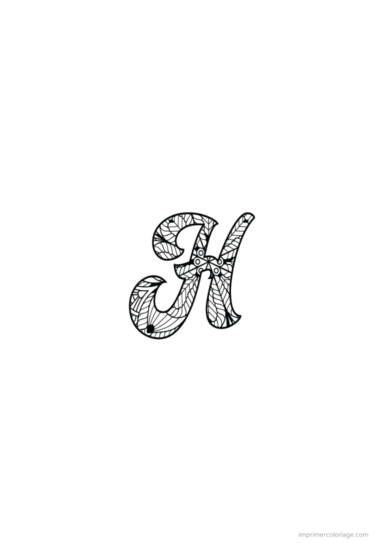 coloriage lettre h calligraphie - dessin gratuit &agrave; imprimer