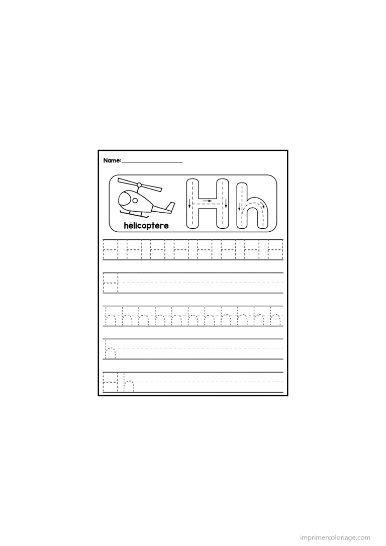 coloriage lettre h ecriture - dessin gratuit &agrave; imprimer