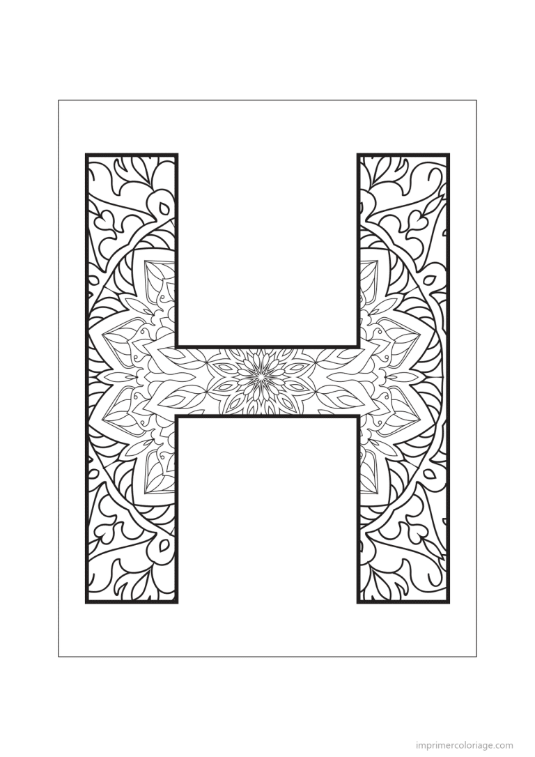 coloriage lettre h mandala - dessin gratuit &agrave; imprimer