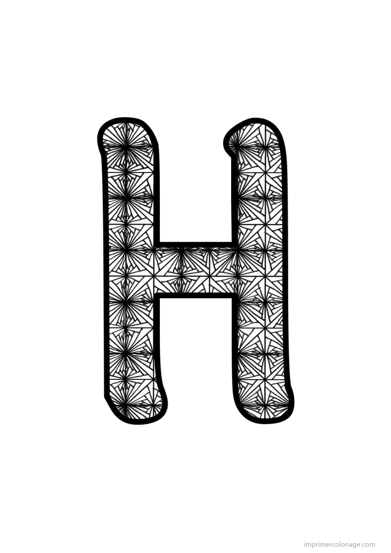 coloriage lettre h motif fleuri - dessin gratuit &agrave; imprimer