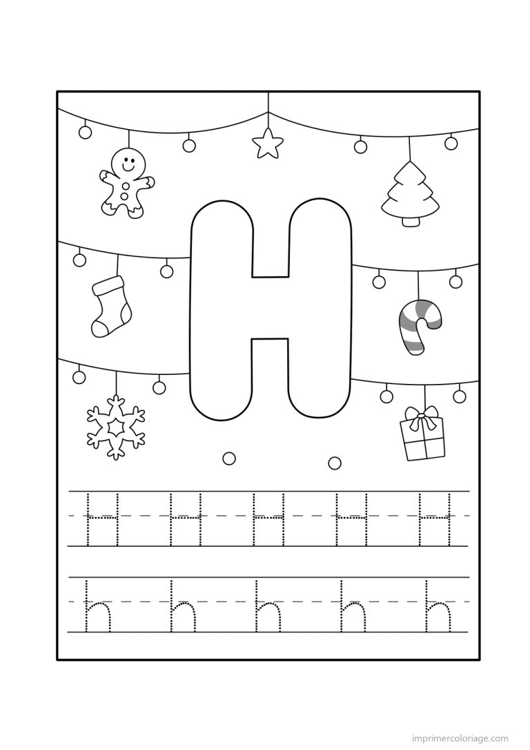 coloriage lettre h noel - dessin gratuit &agrave; imprimer