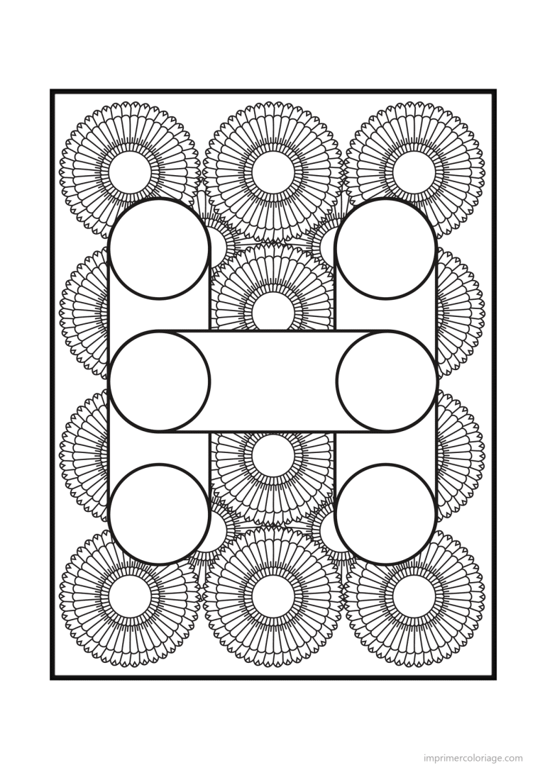 coloriage lettre h rosaces - dessin gratuit &agrave; imprimer