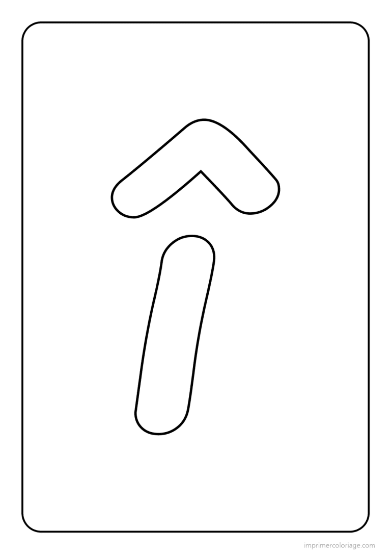 coloriage lettre i accent circonflexe minuscule simple - dessin gratuit &agrave; imprimer