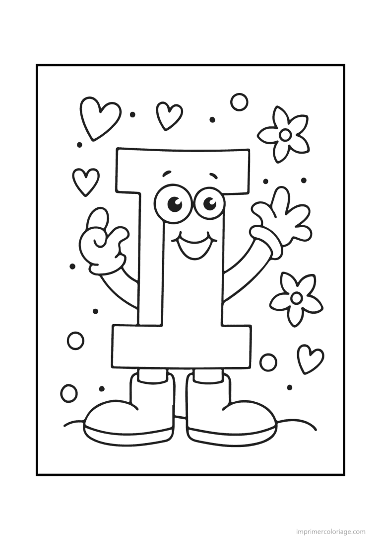 coloriage lettre i bonhomme souriant - dessin gratuit &agrave; imprimer