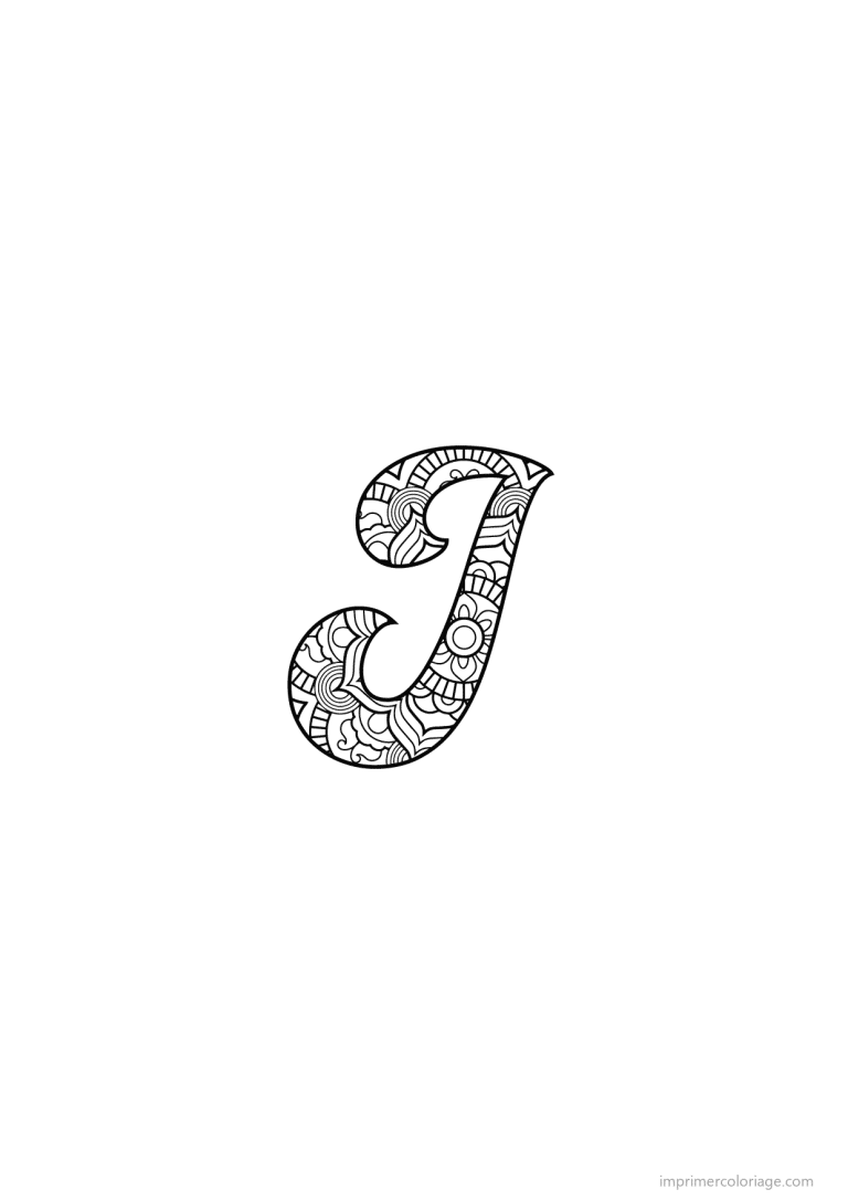 coloriage lettre i calligraphie - dessin gratuit &agrave; imprimer