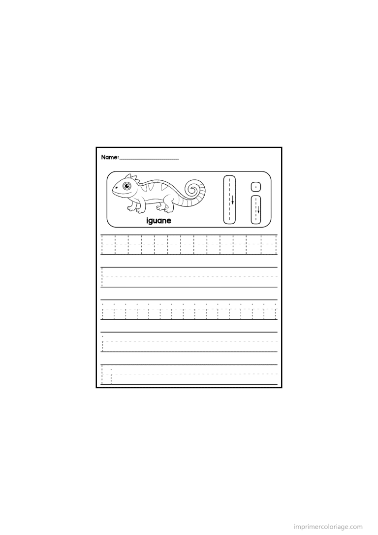 coloriage lettre i ecriture - dessin gratuit &agrave; imprimer