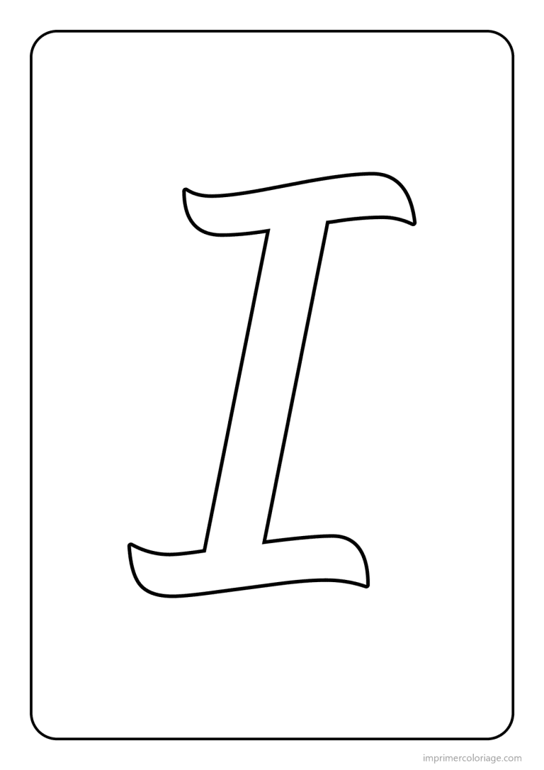 coloriage lettre i majuscule cursive - dessin gratuit &agrave; imprimer