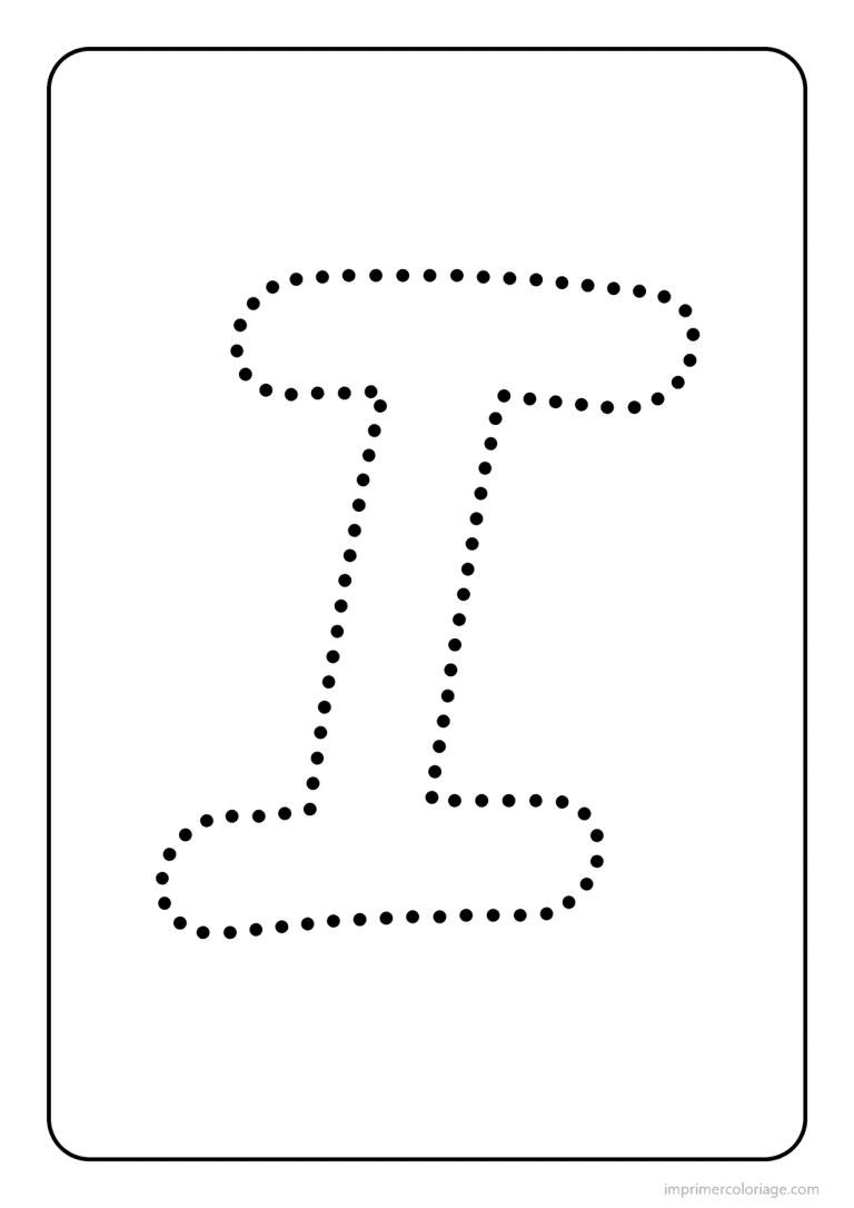 coloriage lettre i majuscule pointilles - dessin gratuit &agrave; imprimer