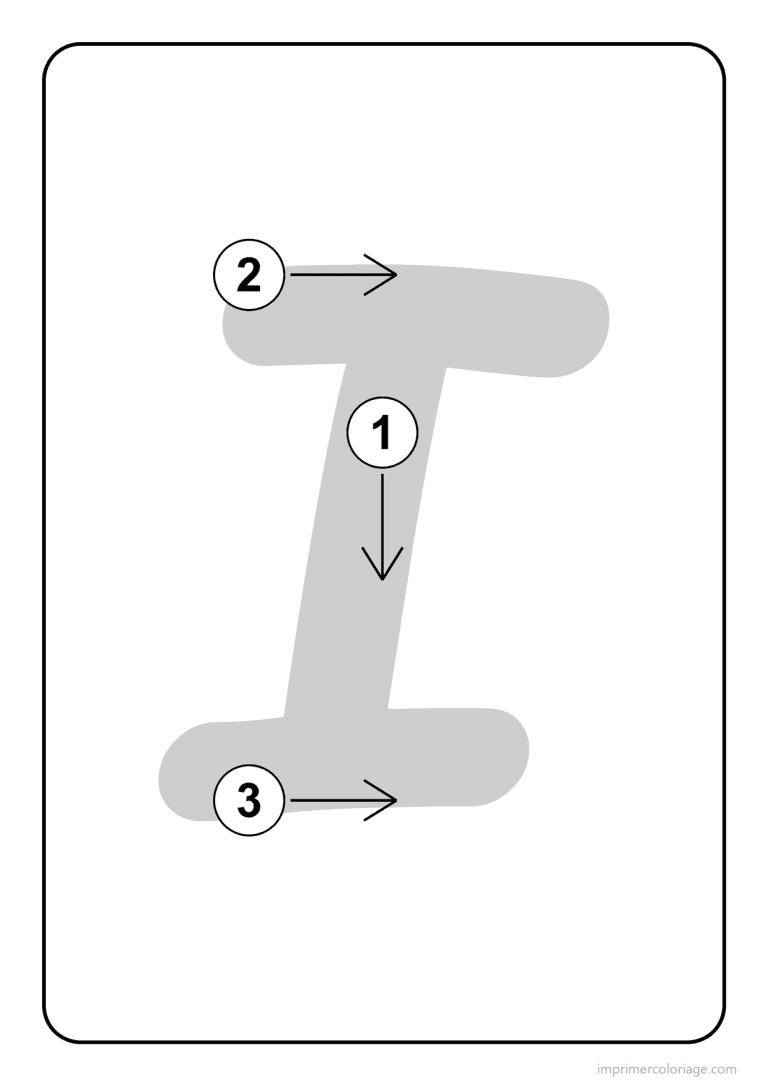coloriage lettre i majuscule sens du trace - dessin gratuit &agrave; imprimer