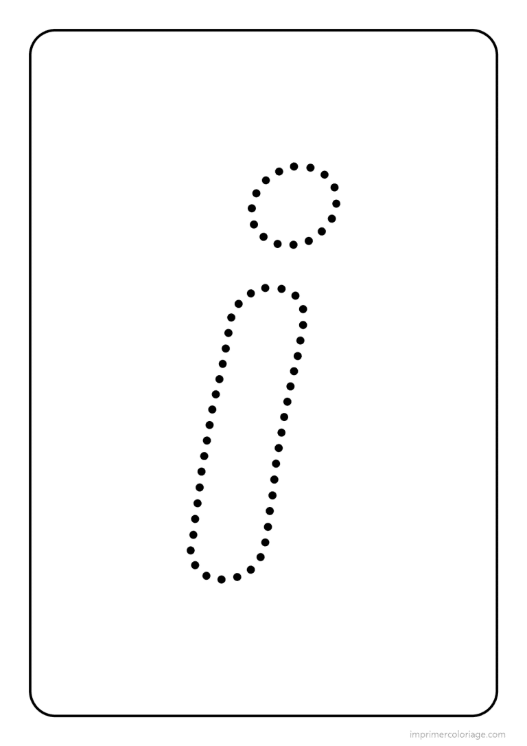 coloriage lettre i minuscule pointilles - dessin gratuit &agrave; imprimer