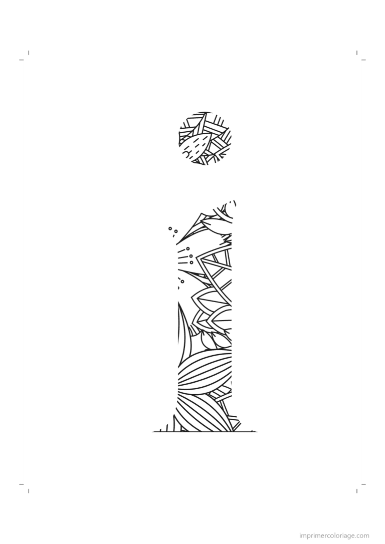 coloriage lettre i minuscule zentangle - dessin gratuit &agrave; imprimer