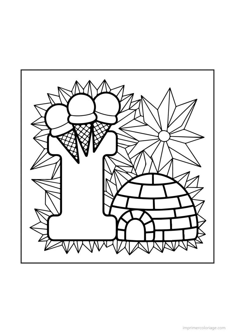 coloriage lettre i objets animaux - dessin gratuit &agrave; imprimer